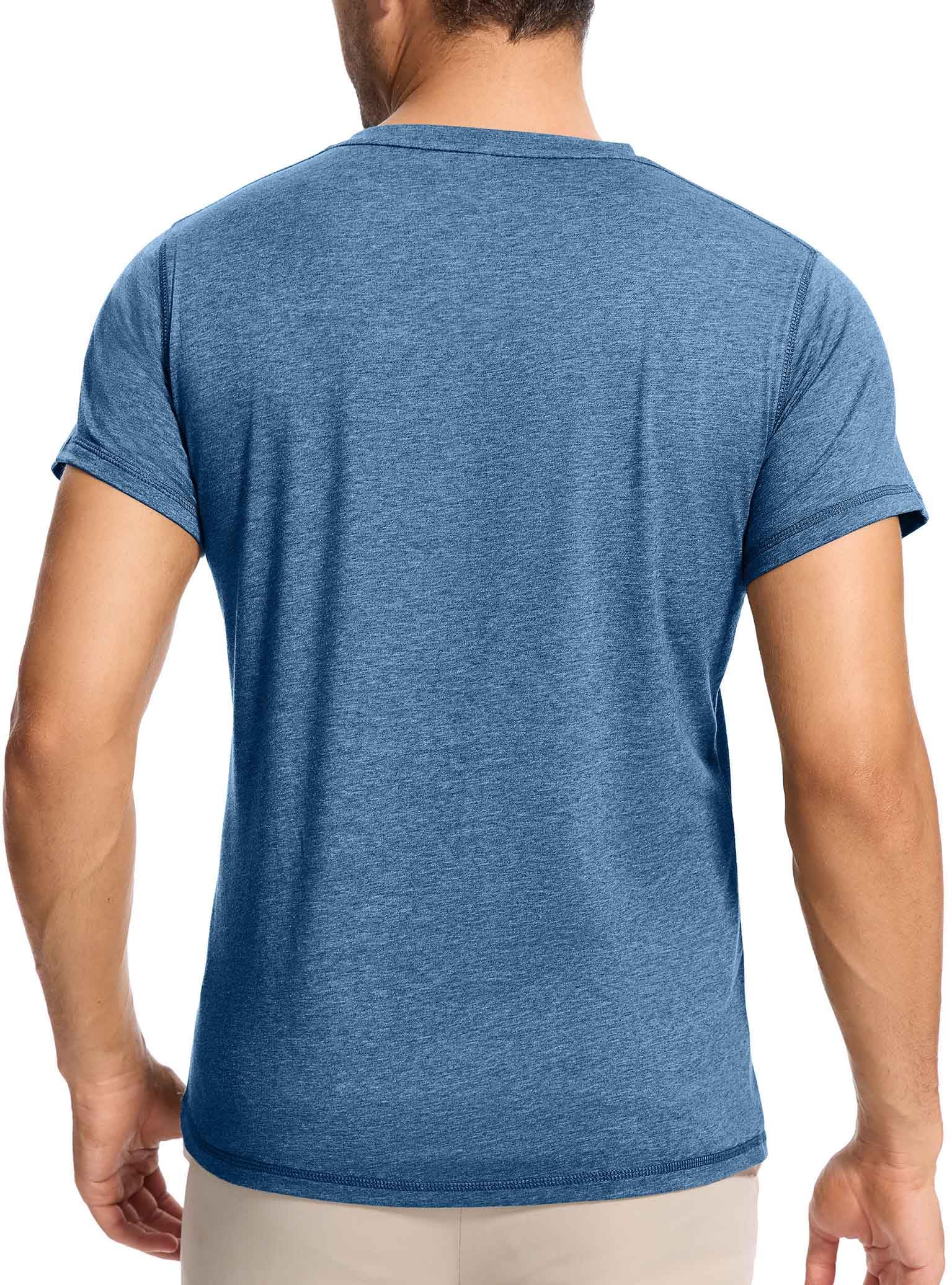 T-Shirt Homme à Manches Longues en Coton Chemise Léger de Golf Tennis Outdoor Style Décontracté D'Été Sport Henley Shirt Regular Fit avec Boutonnière à 3 Boutons