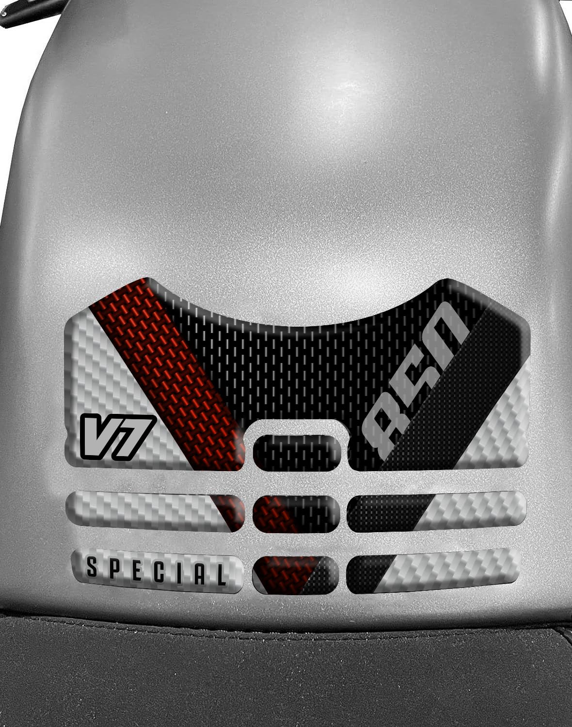Resin Bike Tank-Aufkleber Für Moto Guzzi V7 850 2021 – 3D Harz, Made In Italy, Schützt Vor Kratzern