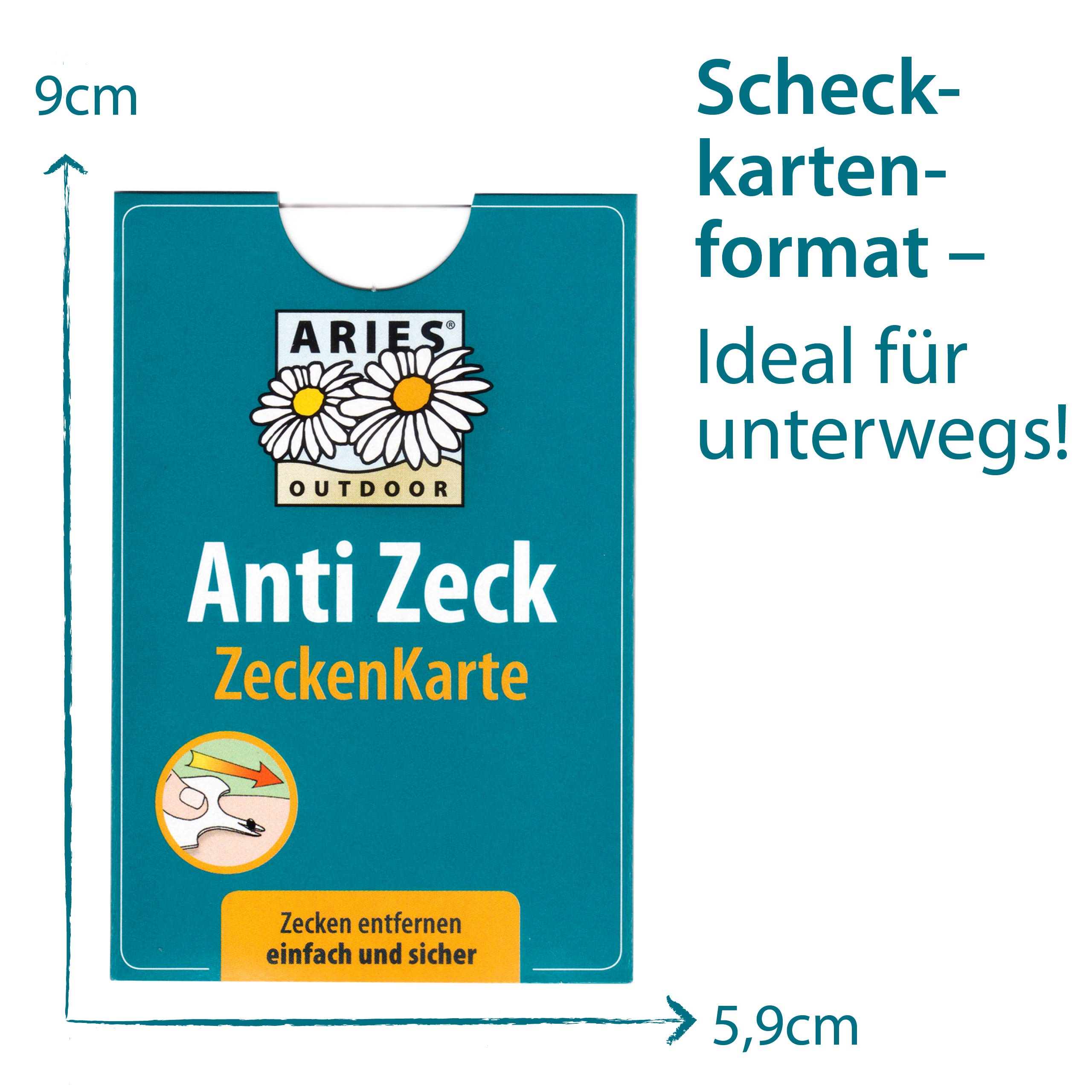 Aries ZK1 Carte à tiques pour Humains, Chiens et Chats - Format de Poche Pratique - 6 x 9 cm