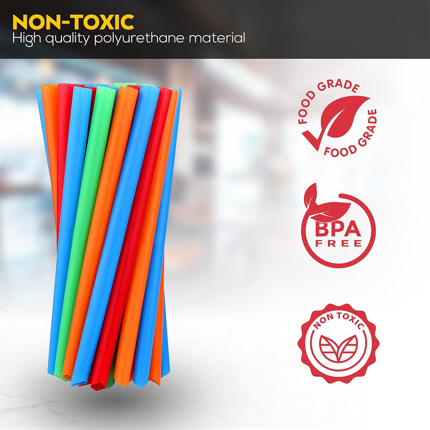 50 Individually Wrapped Boba Straws, Multi Color Plastic Milkshake, Jumbo Smoothie, Disposable Wide-mouthed Large Straws