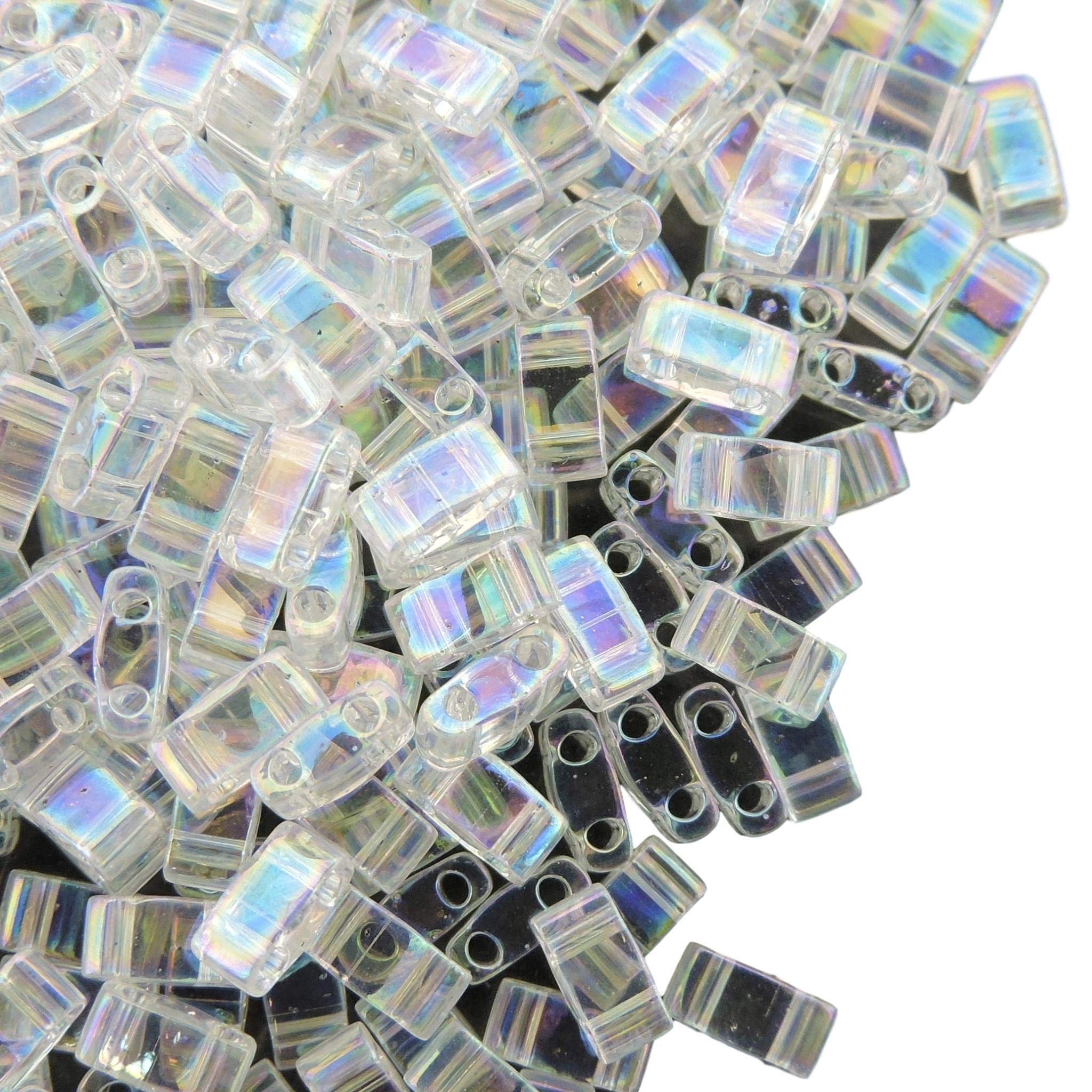 Crystal AB Half Tila Beads 7.2 Gram Miuki Square 5mm 2 hole