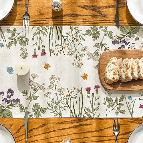 Miniatura 7 de Artoid Mode Camino de mesa de primavera con flores silvestres florales, decoración de mesa de comedor de cocina de temporada para decoración de