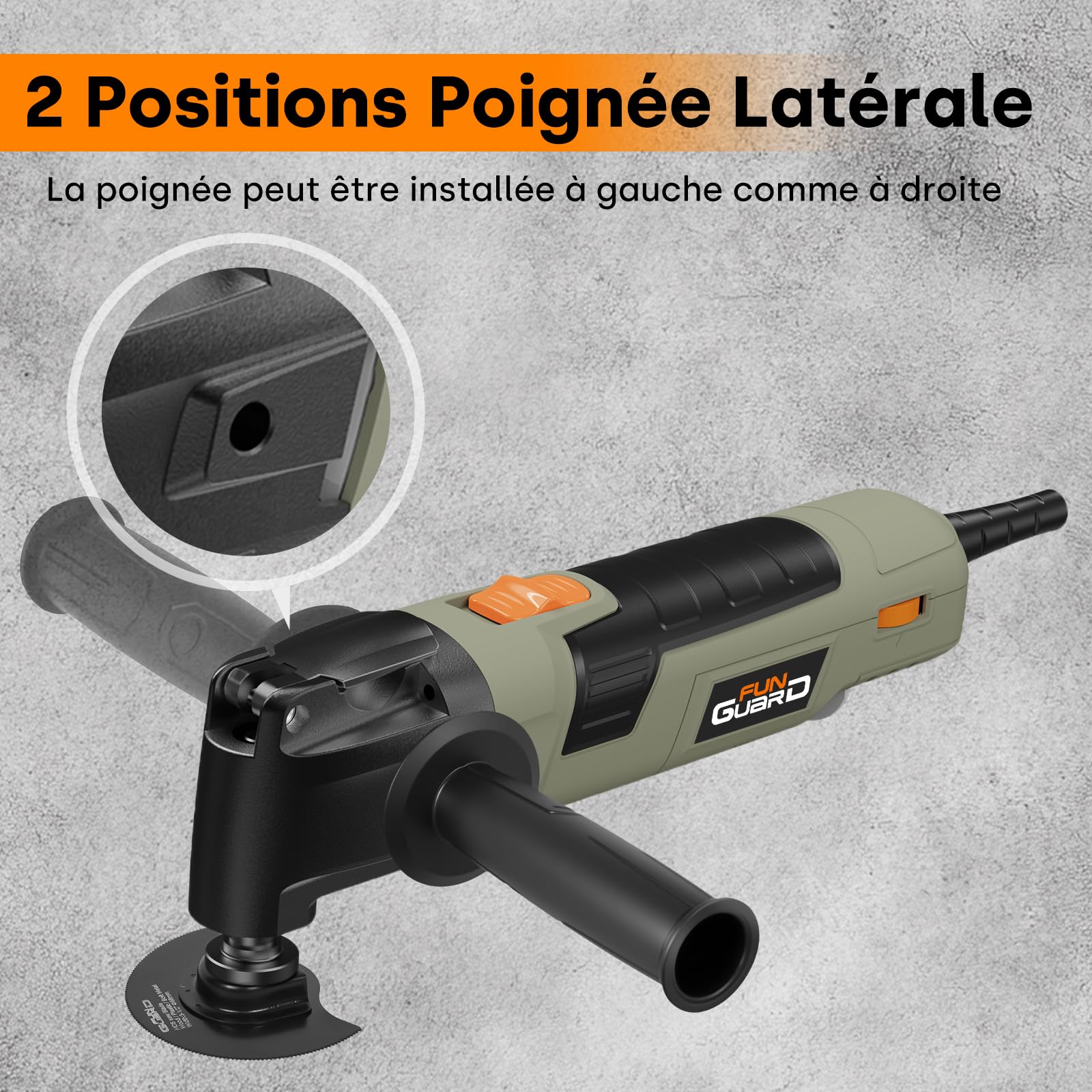 300W Outil Multifonction Oscillant, 6 Vitesses Variables 15000-22000RPM, 30 Accessoires, Angle Oscillant 3.5 °, Poignée Auxiliaire, Multi Outils Oscillants pour Couper,Poncer,Gratter,Scier