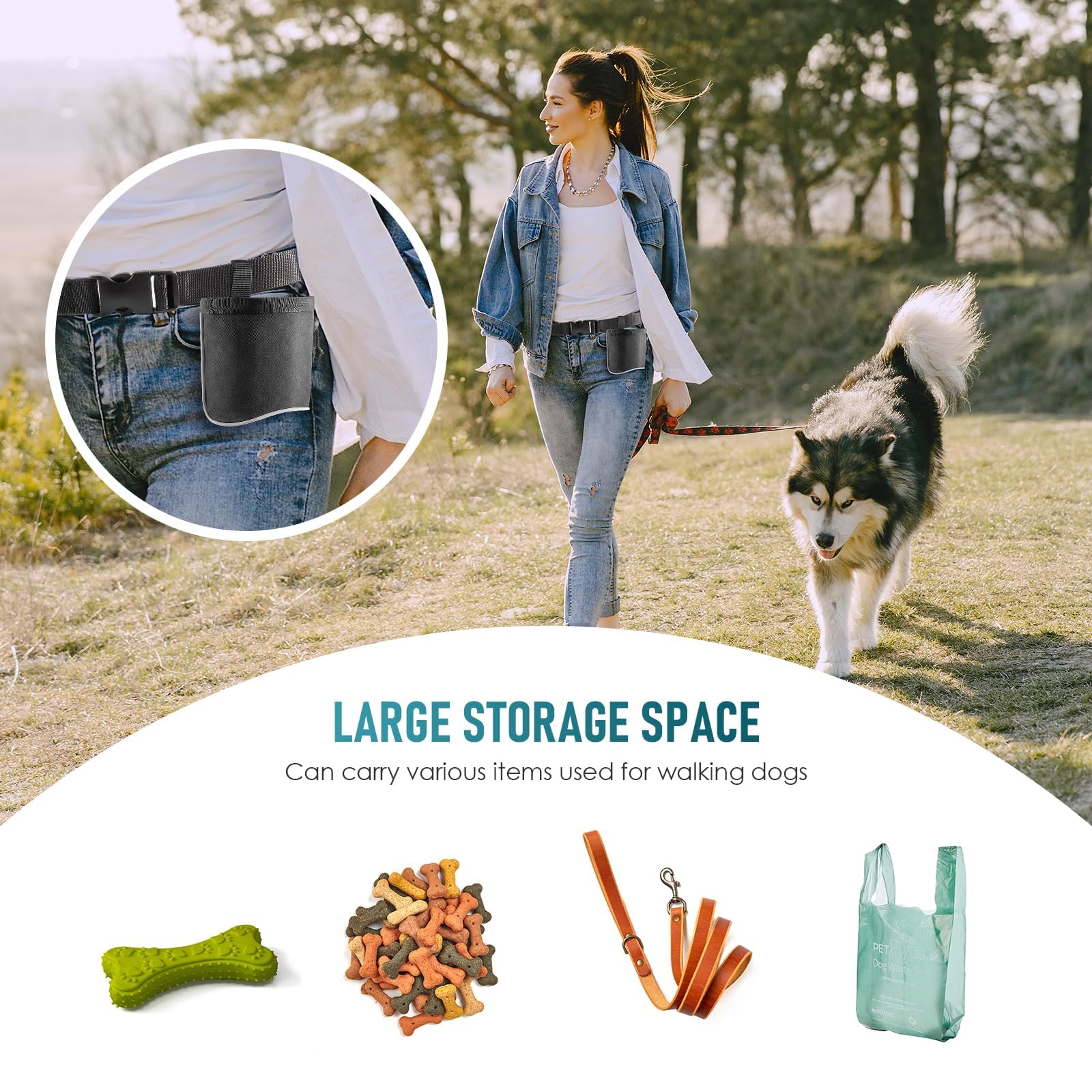 Dog Treat Bag, Dog Training Waist Bag with Adjustable Belt, Pet Treat Pouch for Walking, Hiking, Outdoor Activities, Durable and Lightweight Design for Dog Owners 3