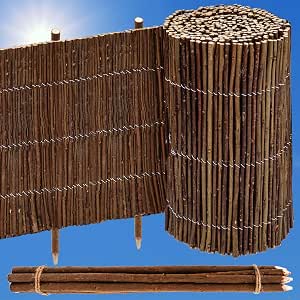 Gartenzaun Aus Haselnuss – Steckzaun 100x500 Cm, Lattenabstand 7-8 Cm, Natürlicher Holzzaun Für Beete & Grundstück