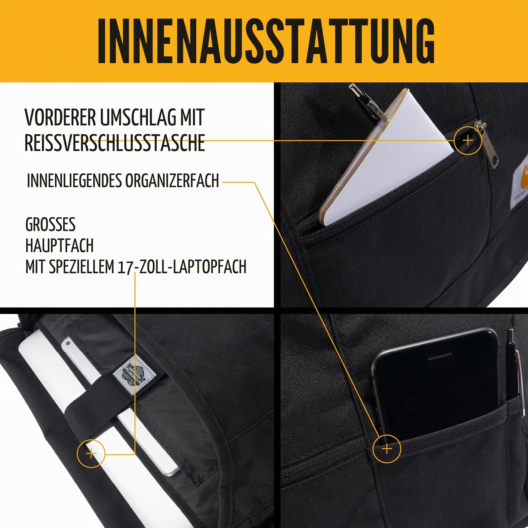 Carhartt Unisex, Durable Water-Resistant Work Kuriertasche, Ripstop Messenger Bag (Schwarz)