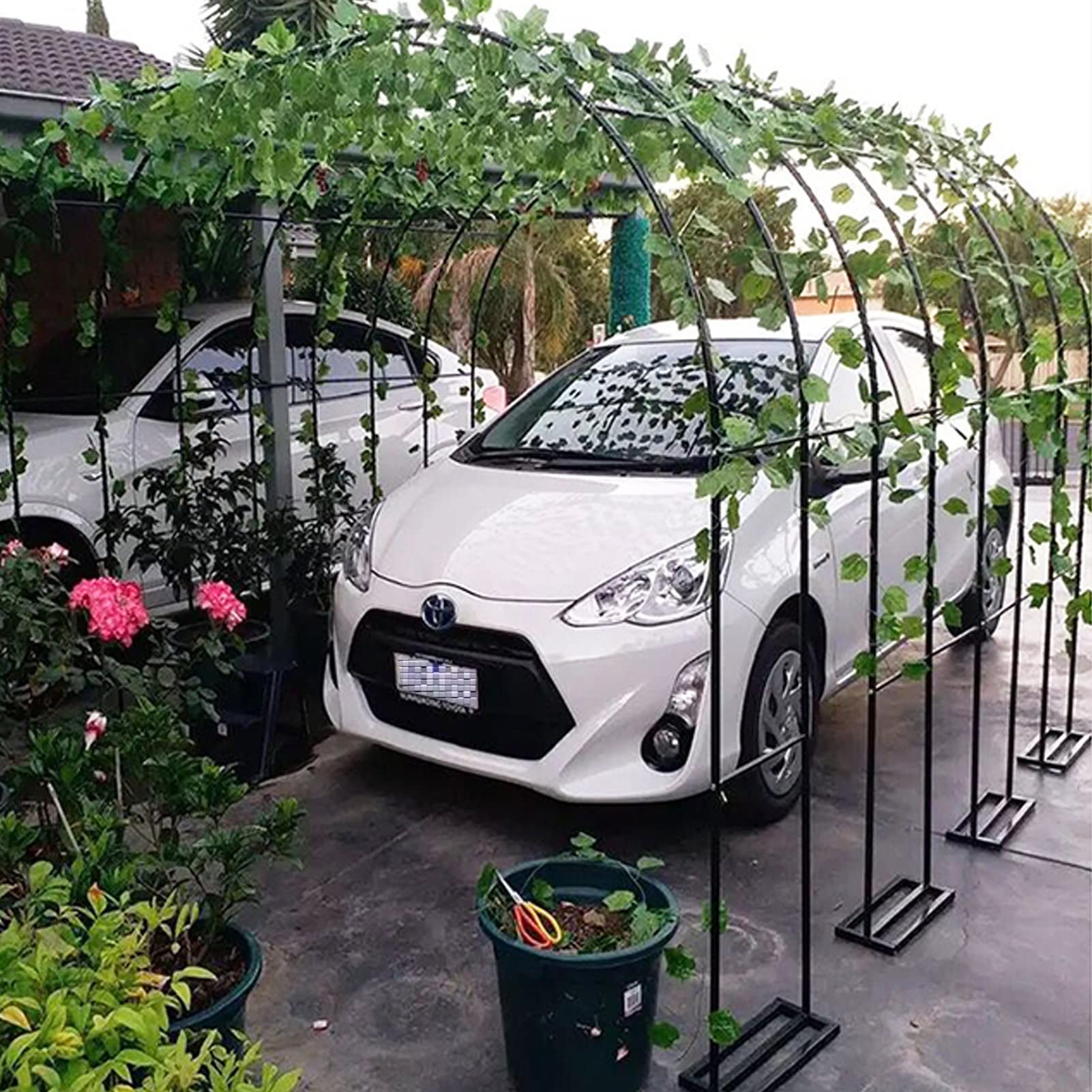 Arco de jardín, arcos de jardín de metal, pérgola de patio al aire libre, fiesta de césped, boda, arco, para varias plantas trepadoras, flores y globos, disponible en una variedad de tamaños (verde