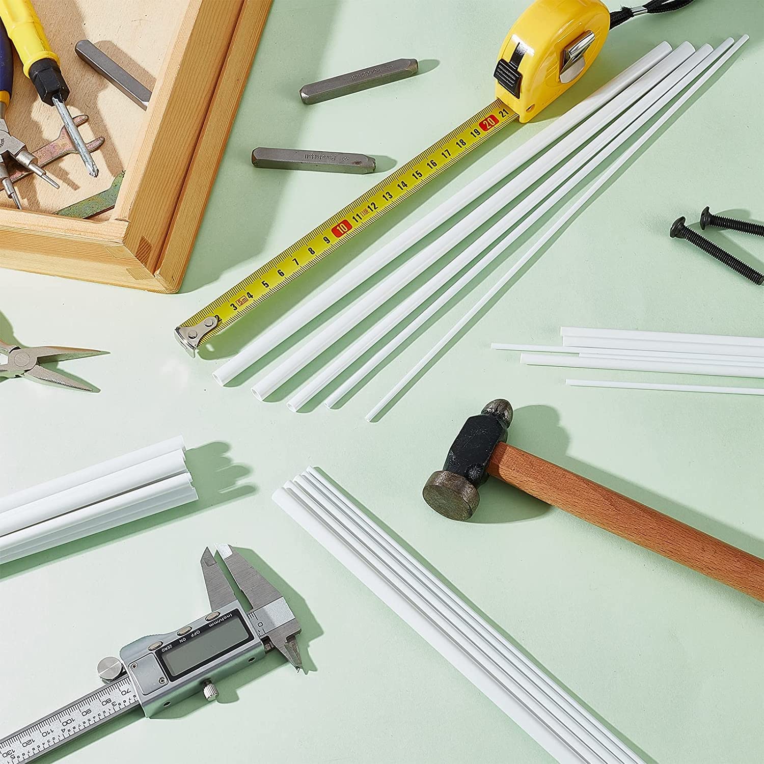 Produktbild von 5 Stück ABS-Rundstangen – 500 Mm Länge, 10 Mm Durchmesser – Weiß, Für DIY & Modellbau