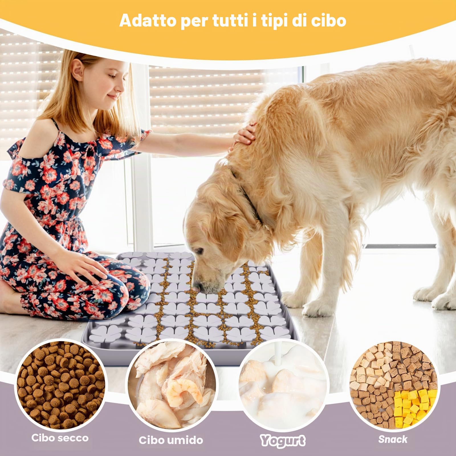 24''x16'' silicone tappetino interattivo per cani/gatti alimentazione lenta, favorisce la ricerca naturale del cibo, allenamento degli odori e mangiare lentamente (grigio)