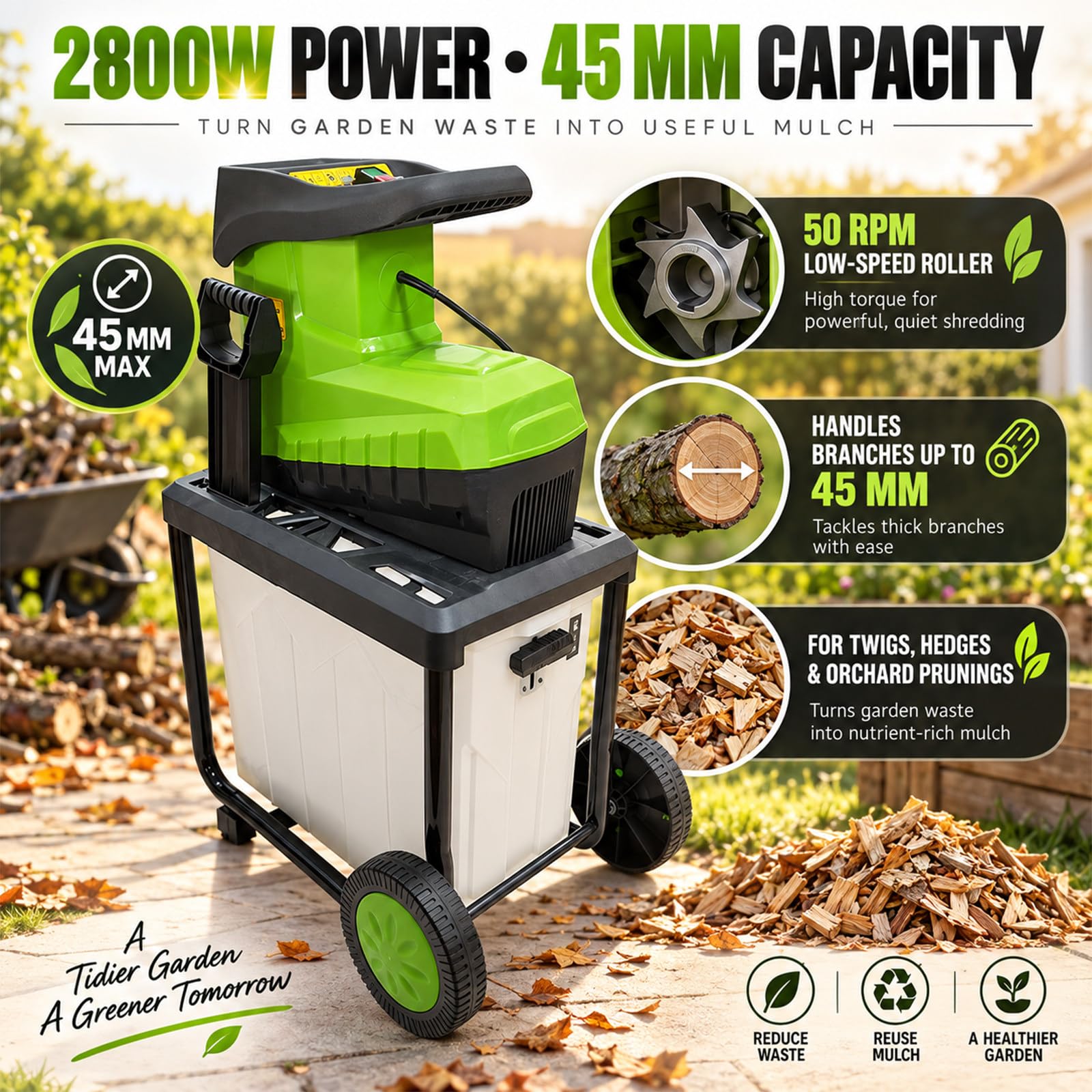 Broyeur Électrique Avec Marche Arrière Et Protection Anti-Surcharge