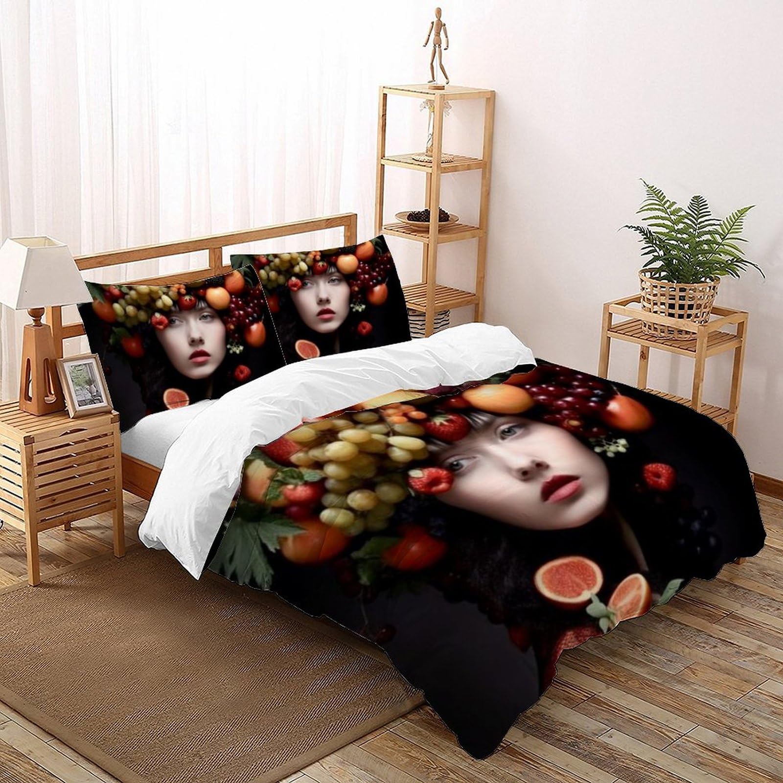 Housse de couette imprimé 3D légumes et fruits grand lit King