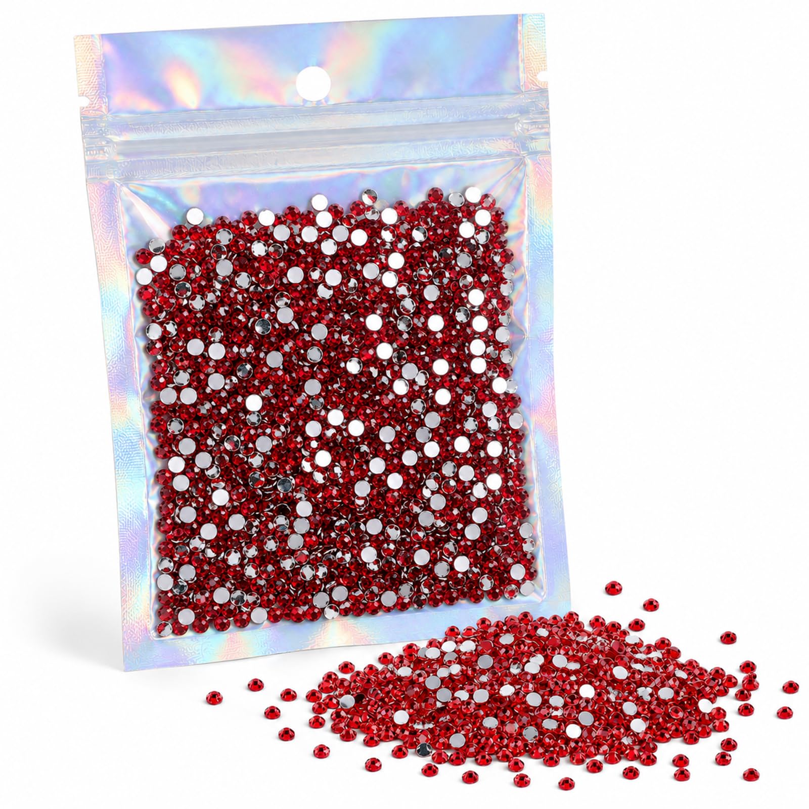 Thfaeyta 5000Pcs 3mm Flat Hotfix Rhinestones, Resin Crystal Gemstones, Bling Acrylic Glitter Gems for Clothing Cup Bottle Nail Art Makeup DIY Craft Embellishments (Red)
