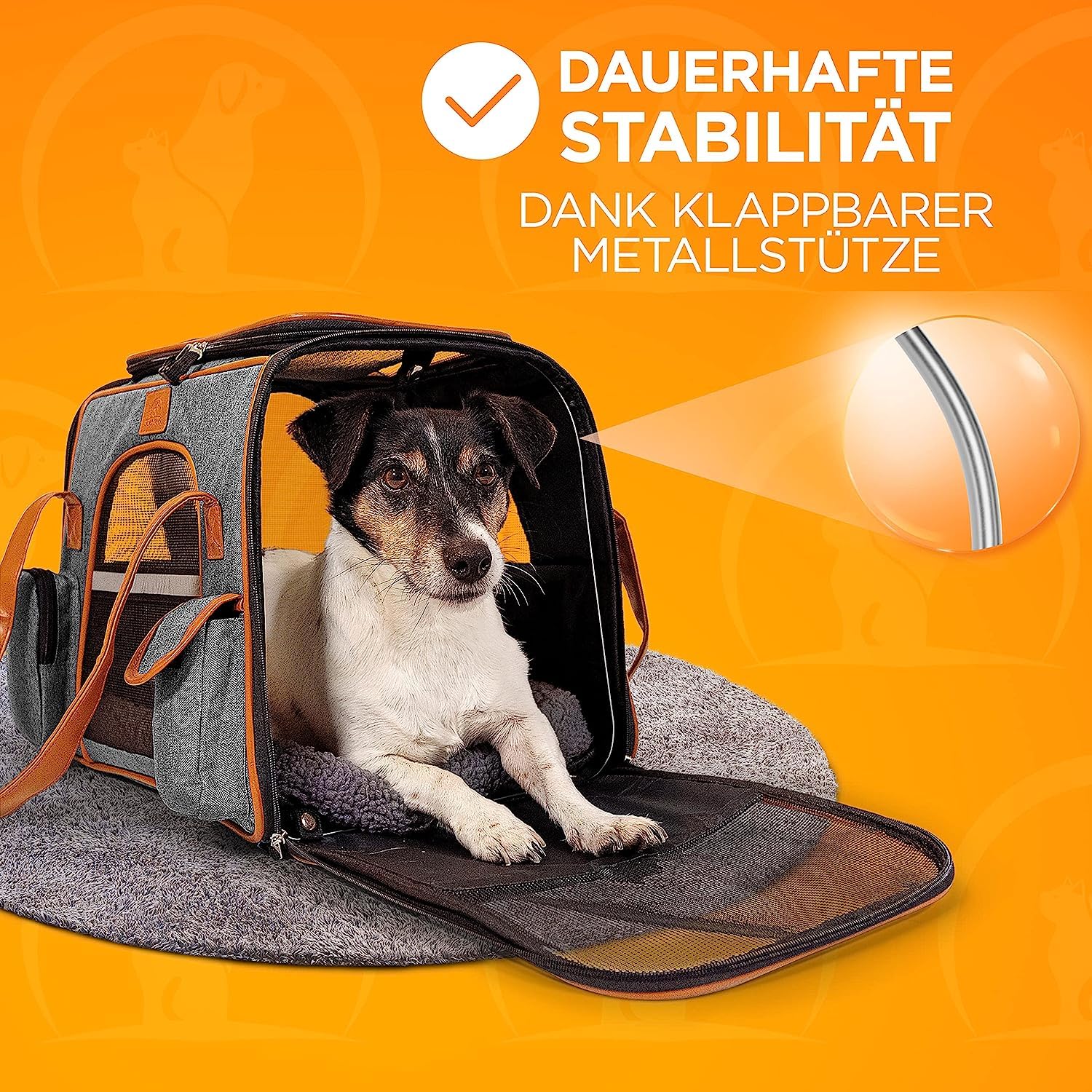 Tierhood Transportbox Katze - Faltbare & Waschbare Katzen Transportboxen - Transporttasche für Reise & Transport von Katzen - Ausbruchsichere & Komfortable Katzentransportbox - Grau, Größe: M