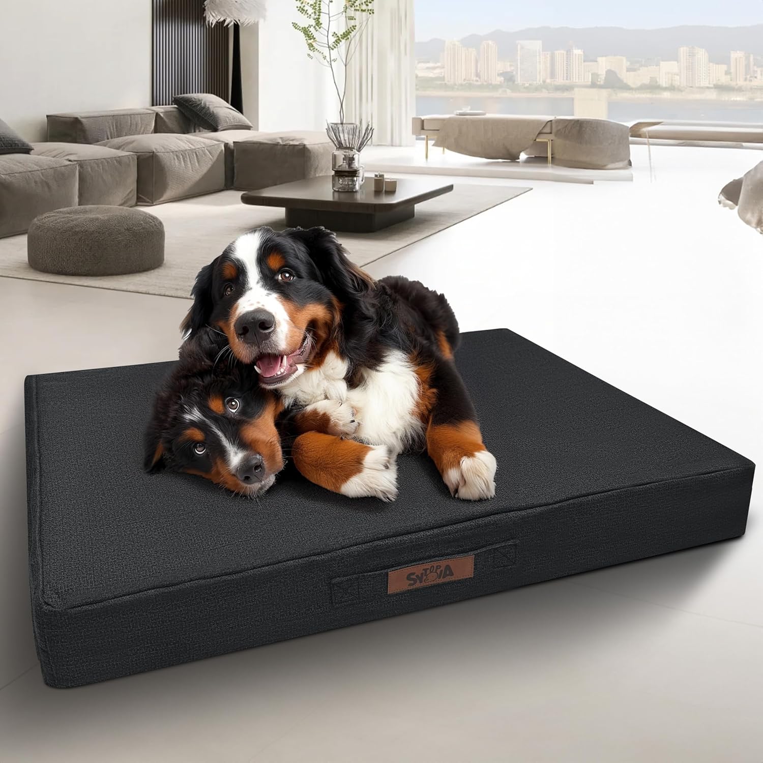 Sytopia 50" Chew-Proof Dog Bed, XXL, Outdoor Waterproof Pet Bed for Extra Large Dogs, Dog Crate Pad, Supports up to 130 lbs, Dark Gray 50.0"L x 34.0"W x 4.0"Th Dark Gray