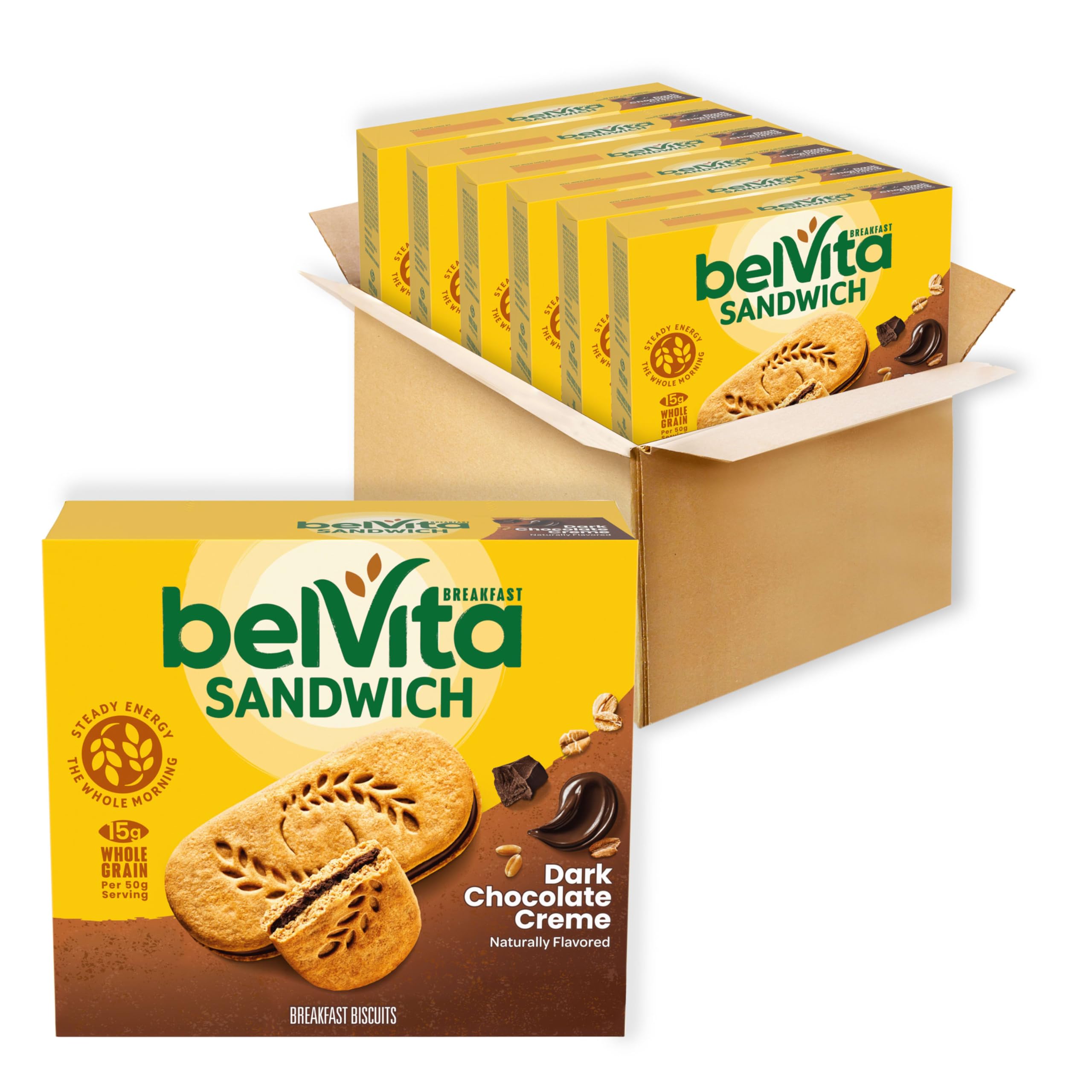 belVita Dark Chocolate Creme Sandwich Biscuits 30-Pack Box | Mubboo