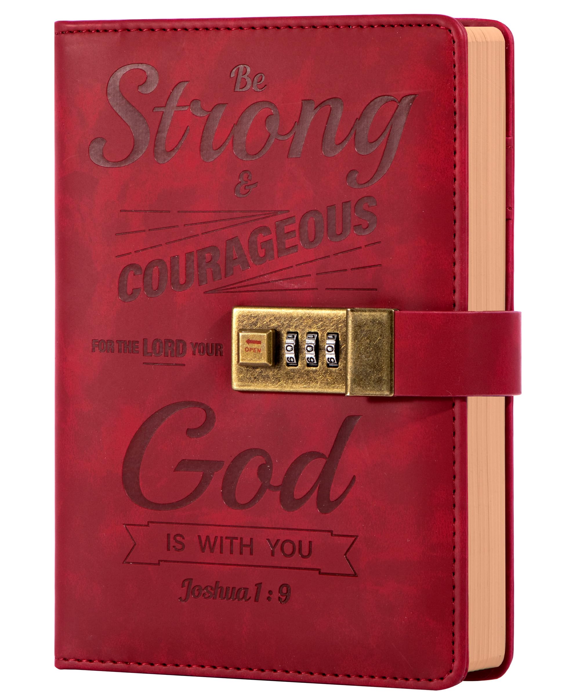 CAGIE Diary With Lock A5 Journal With Lock for Men Hard Cover 160 Pages Lockable Diary Unlined Kraft Paper for Writing, Blank Travel Book Sketch Pad Red