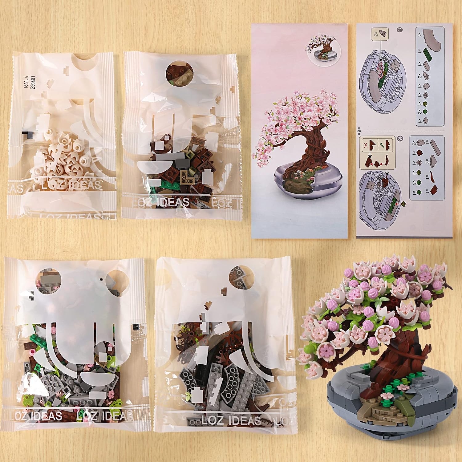 ZIYOSTAR Mini Bricks Cherry Blossoms Plant Building Kit,Sakura Bonsai DIY Simulating Plant Ecology Collection Building Toy,Bouquet Set Gifts for Adults, Children(Not Compatible with Lego Set )