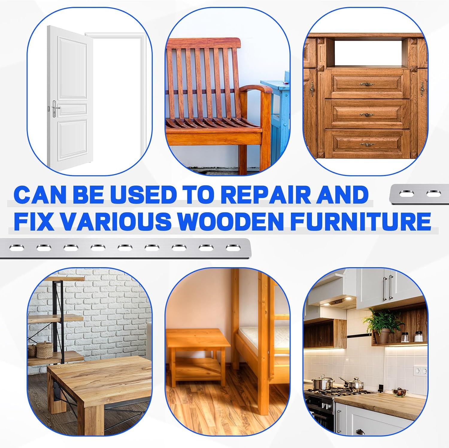 Zonon 15個 16インチ フラットストレートブレースブラケット 調節可能 201ステンレススチールメンディングプレート 長さ4