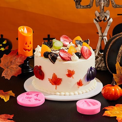 Miniatura 7 de Patelai 4 moldes de silicona 3D de calavera de Halloween, moldes de manos de esqueleto, moldes para fondant, molde de calabaza, hoja de arce,