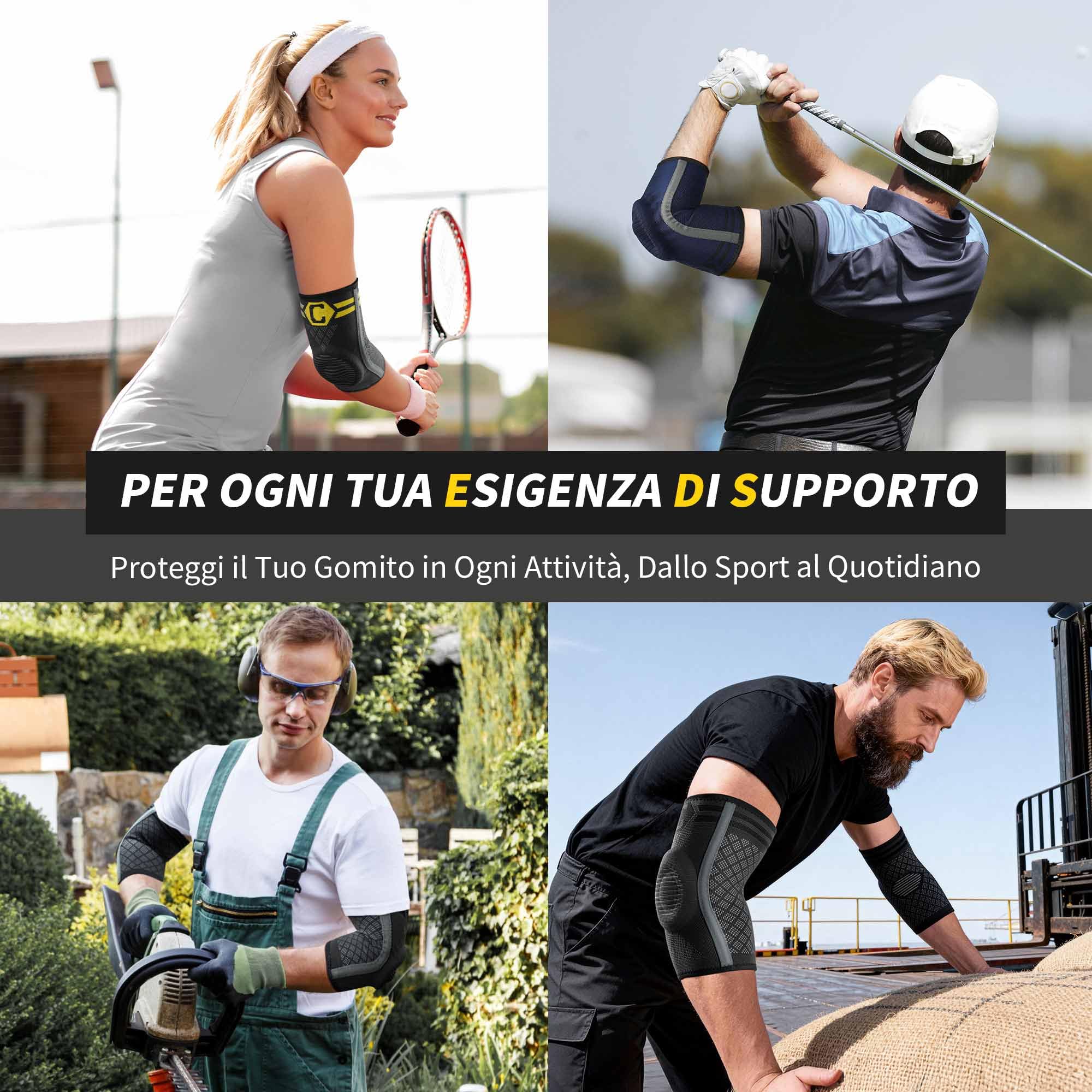 CAMBIVO 2x Tutore Epicondilite Gomito con Cuscinetto in Gel e Doppio Stabilizzatore, Gomitiera per Epicondilite Compressione, Gomitiere Palestra per Gomito del Tennista, Tendinite