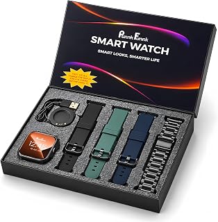 PunnkFunnk H18 Pro Smart Watch Combo, Bluetooth Calling with Heart Rate & SpO2 Monitor, Fitness Tracker, IP67, Smartwatch for Men & Women, Multi-Sport Mode, Android & iOS Compatible (BlackDial)