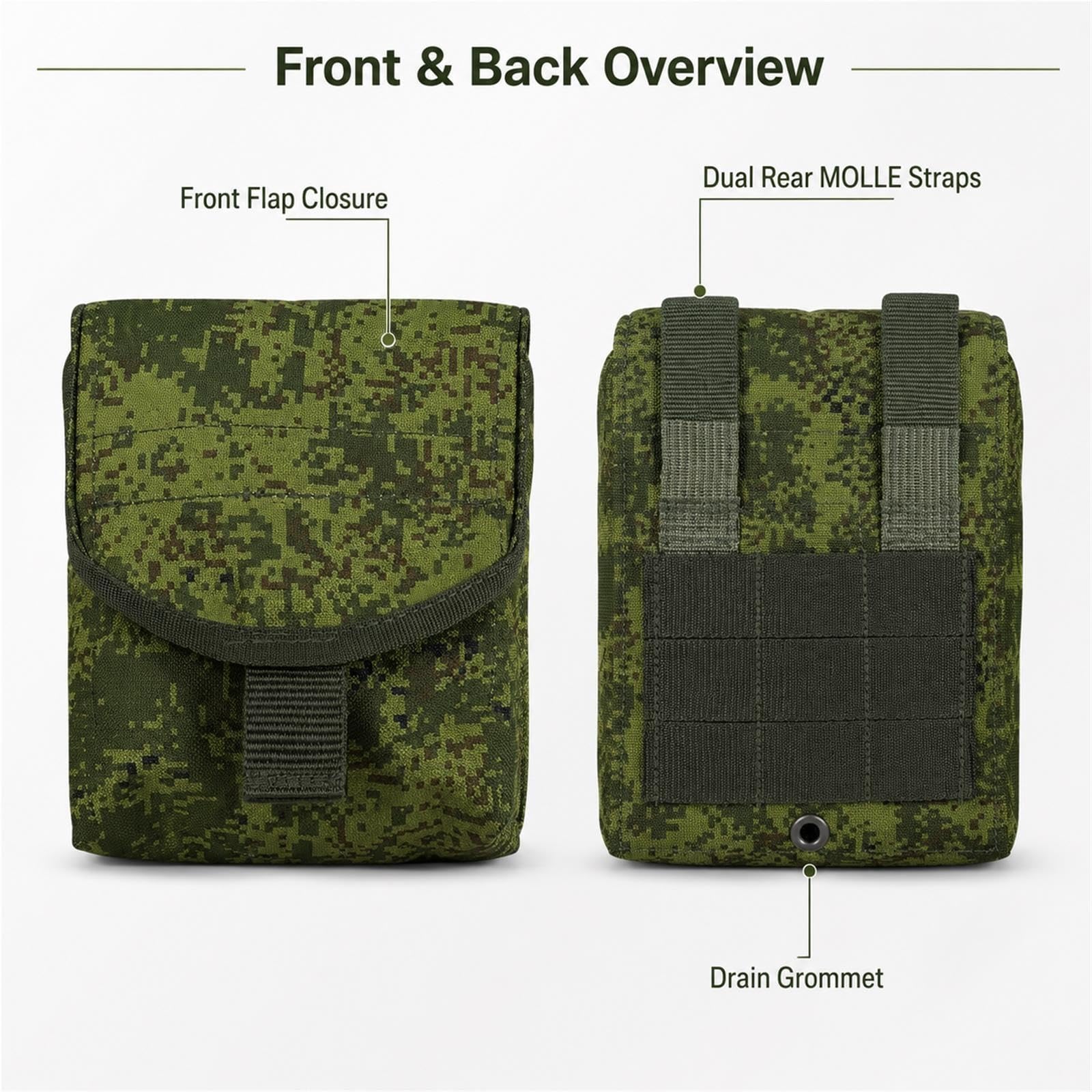 Tasca Utility MOLLE con Patta e Foro di Drenaggio for Attrezzatura Outdoor