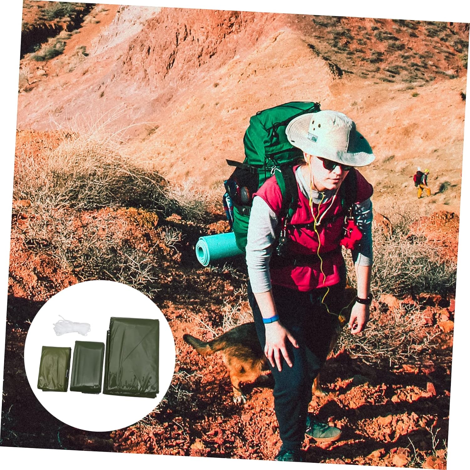 UPKOCH Emergency Survival with Thermal Blanket Outdoor Camping Tent Pe Wear Resistant Material for Hiking Trail Running Low Temperature Conditions