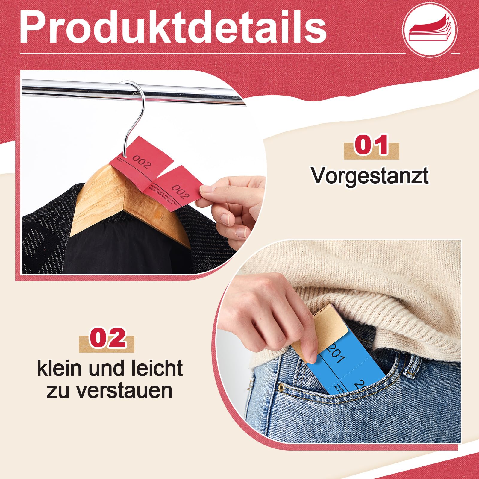 Nezyo Doppelnummern Blöcke 1-400 Tombola Lose Nummernblöcke 4 Farben 10 x 5 cm Nummerierte Abrisse mit Perforation Losblöcke für Garderobe Verlosung Events Messen Eintrittskarten Garderobenmarken