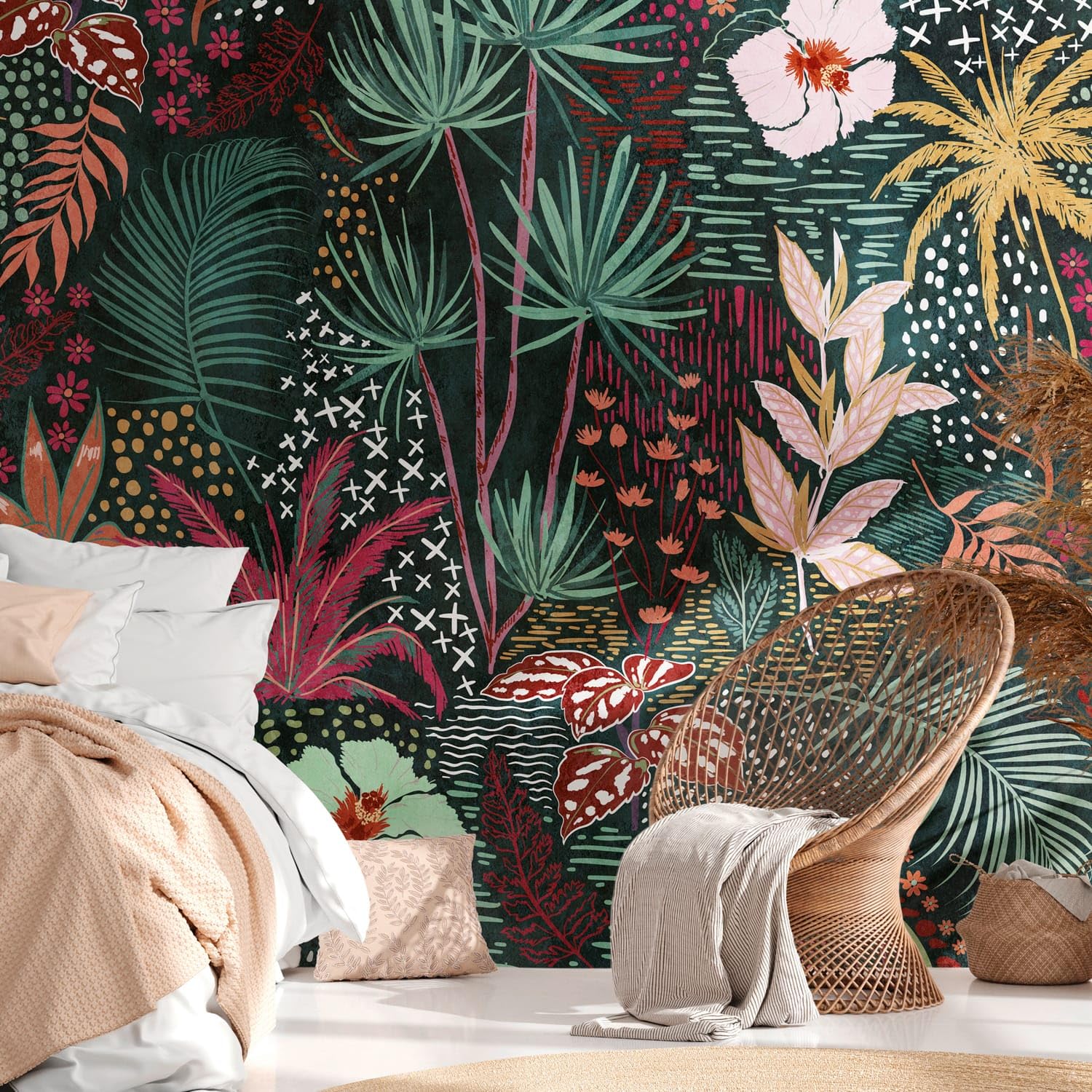 Papier peint panoramique jungle multicolore intissé 20m Profhome