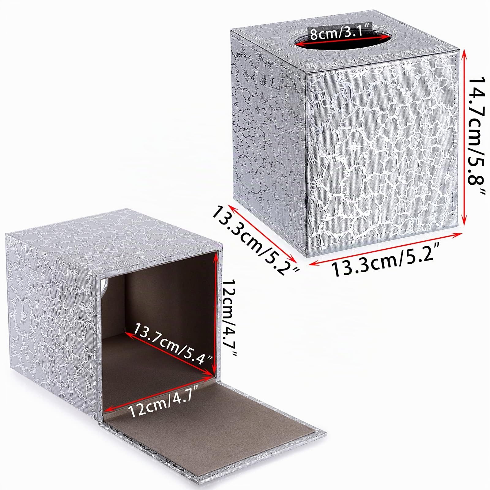 BTSKY Copertura quadrata in pelle ecologica in poliuretano, elegante contenitore per fazzoletti con fondo magnetico, decorativo per comò, comodino, tavolo, piano di lavoro, casa, ufficio, auto