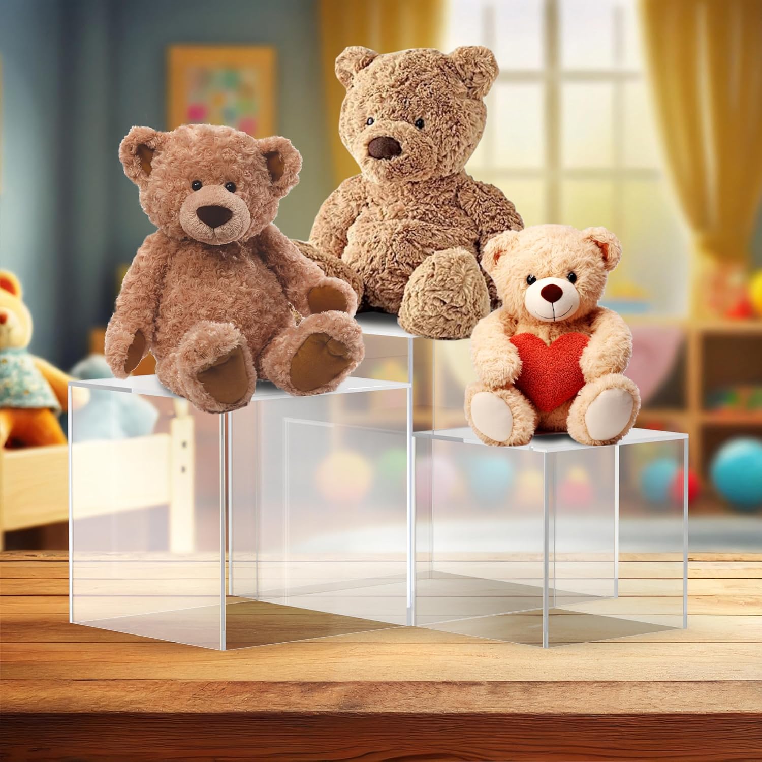 Small Clear Acrylic Cubes for Display - Plastic Square Cubes for Food, Cupcakes, Figures, Desserts, Jewelry, Toys, Collectibles, Cosmetics Display