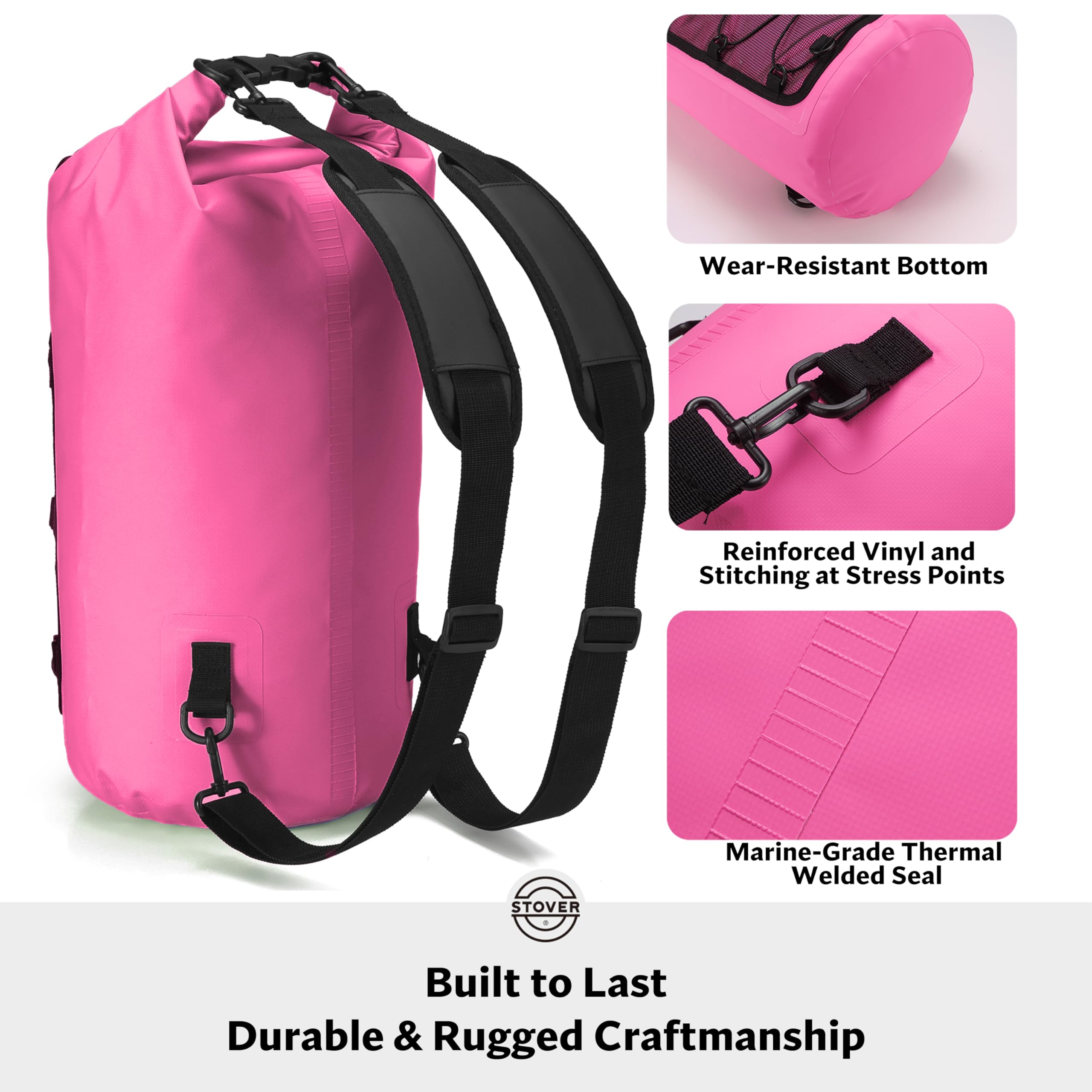 STOVER 5/10/25/30/40/55 L wasserdichter Rucksack, schwimmender Drybag für Kajakfahren, Reisen, Strand, Wandern & Camping, für Damen und Herren, 30L