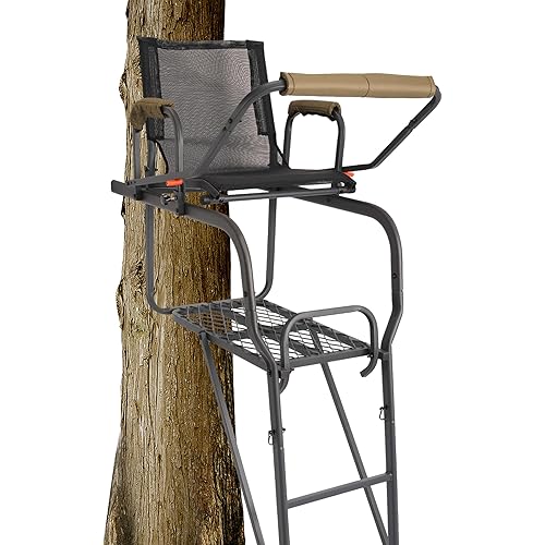 KUAFU 15.5' Ladder Tree Stand for Hunting, Single Ladder Stand, Deer Stand with Mesh Seat Hunting Gear Equipment Steel