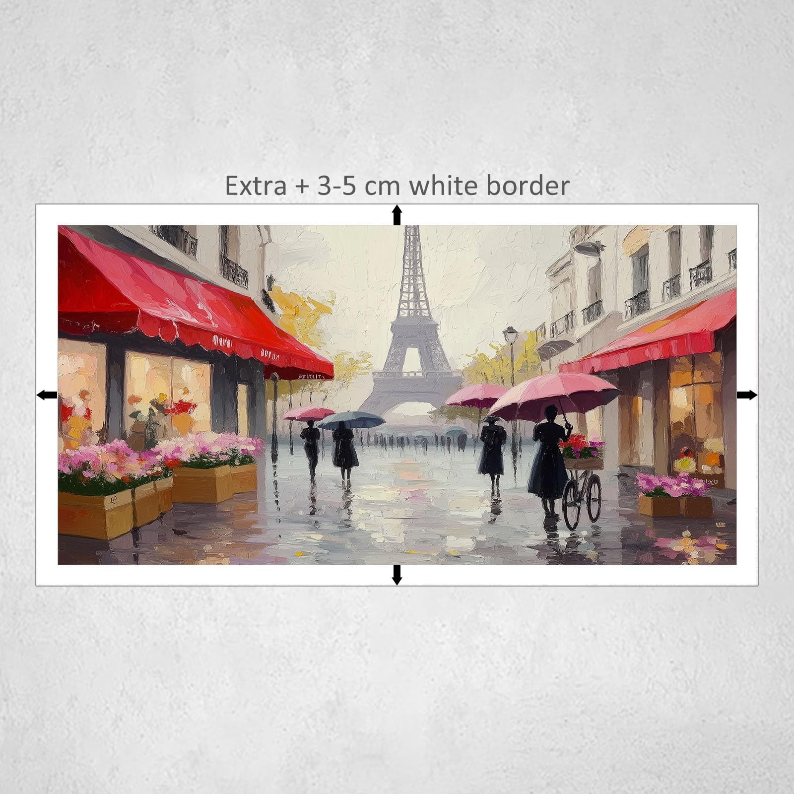 Generisch Bilder auf Leinwand Gerahmt 120 x 60 cm, Leinwandbild mit Rahmen Vintage Stadt Paris Blumen Groß Kunstdruck Art Wandbilder Wanddeko für Schlafzimmer Wohnzimmer Esszimmer
