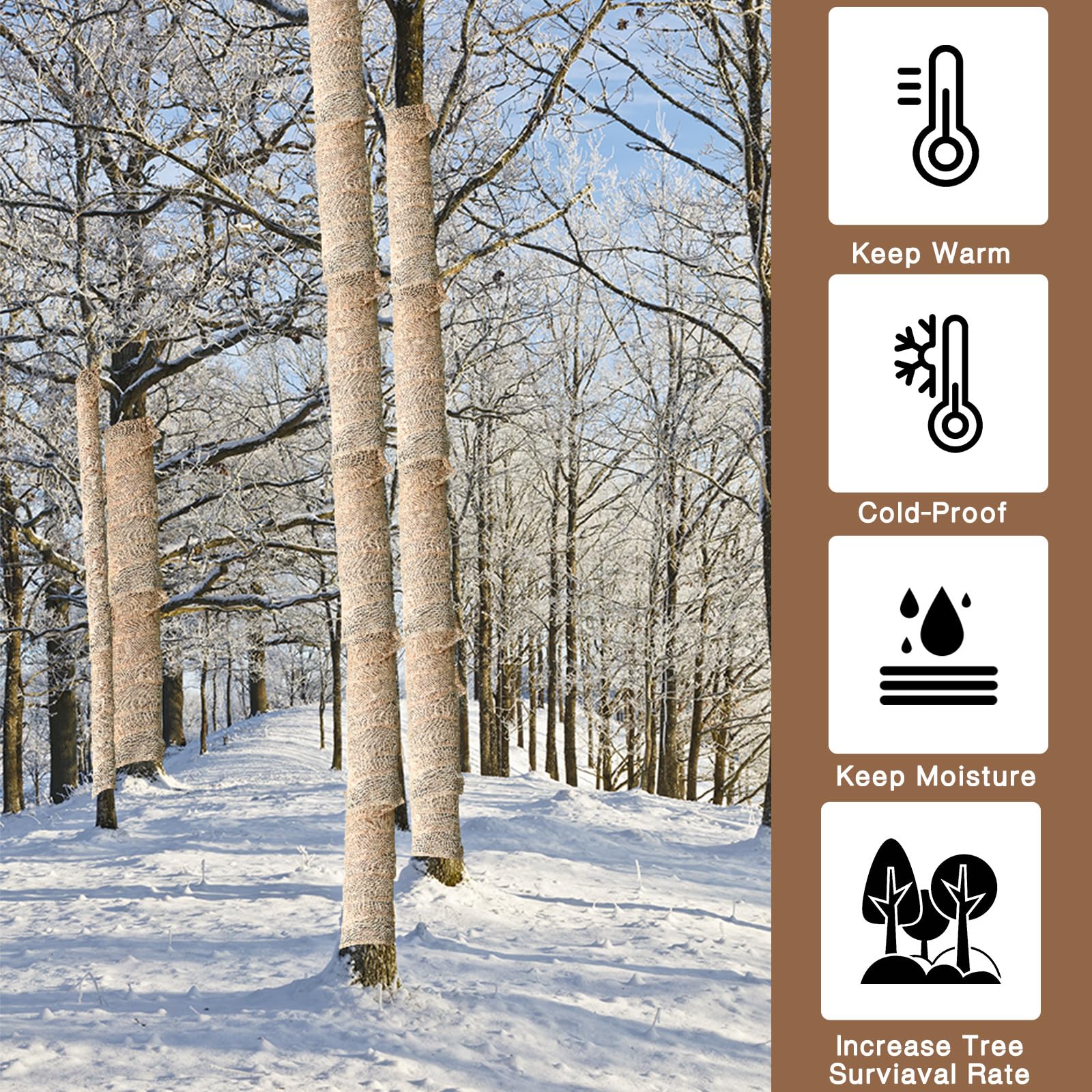 Wesnoy Burlap Tree Protector Wrap Winter Tree Trunk Protector Burlap Fabric Garden Roll Jute Plant Cover Antifreeze Bandage Wrap for Keeping Plant Warm Moisturizing(5.9'' W x 14.8' L, 2 Rolls)