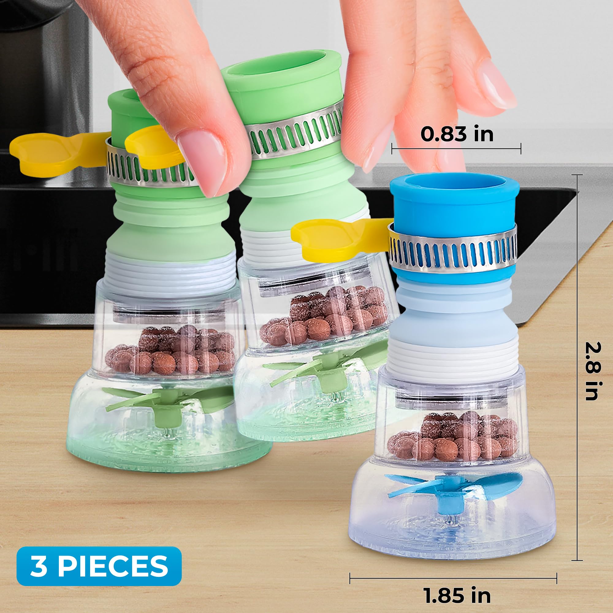 3 Pcs Faucet Filter Set - Water Faucet Extenders 360 Rotating Adjustable Water Purifier for Sink 0 83 — view 2