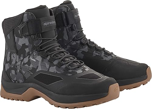 Alpinestars CR-6 Drystar - Tenis de motocicleta para hombre, negrogris camuflajegoma de mascar 8.5