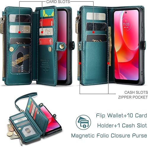 Miniatura 3 de Defencase Funda para teléfono Moto G Power 2022, con bloqueo RFID, para Motorola Moto G Power 2022, para mujeres y hombres, correa de cuero a la