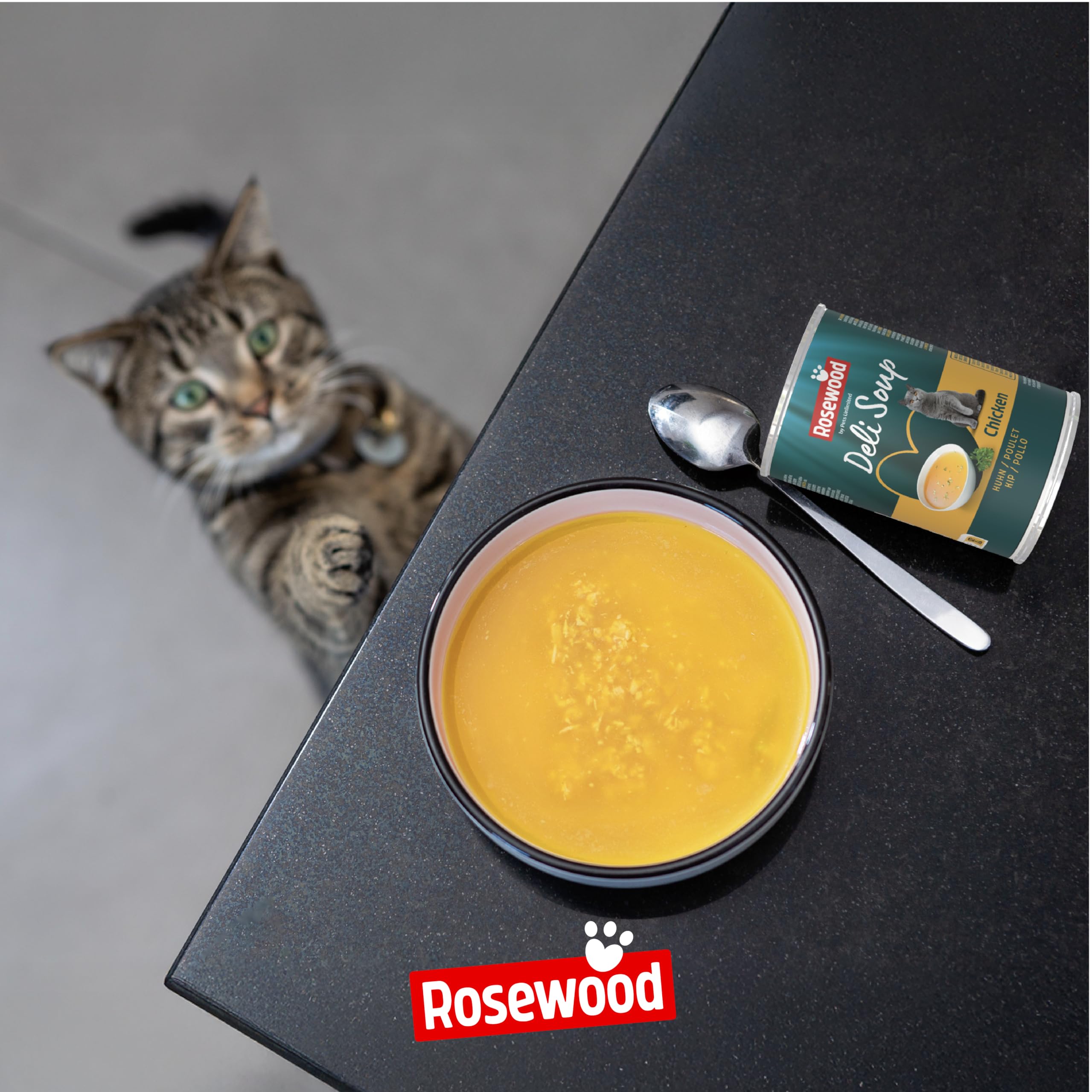 Rosewood Deli Soup Poulet – Friandise savoureuse au Bouillon pour Chat avec Morceaux de Poulet Tendre, sans sel ni Sucre ajouté, sans additifs artificiels, 135 ML