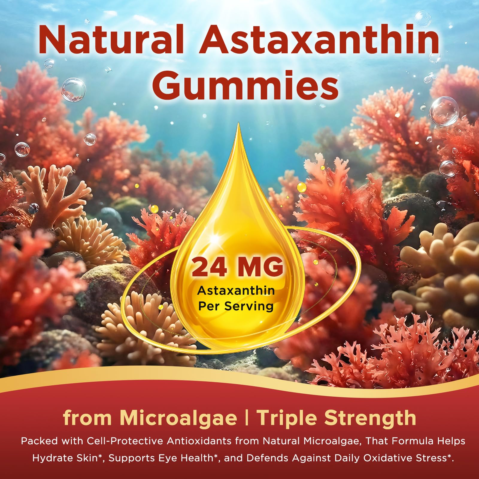 Astaxanthin Gummies 24mg, Astaxanthin Supplement with Lycopene, Vitamins & CoQ10 for Antioxidant, Eye, Skin & Immune Support, Sugar Free, Vegan, Strawberry Flavor, 60 Count — Amazon image 5