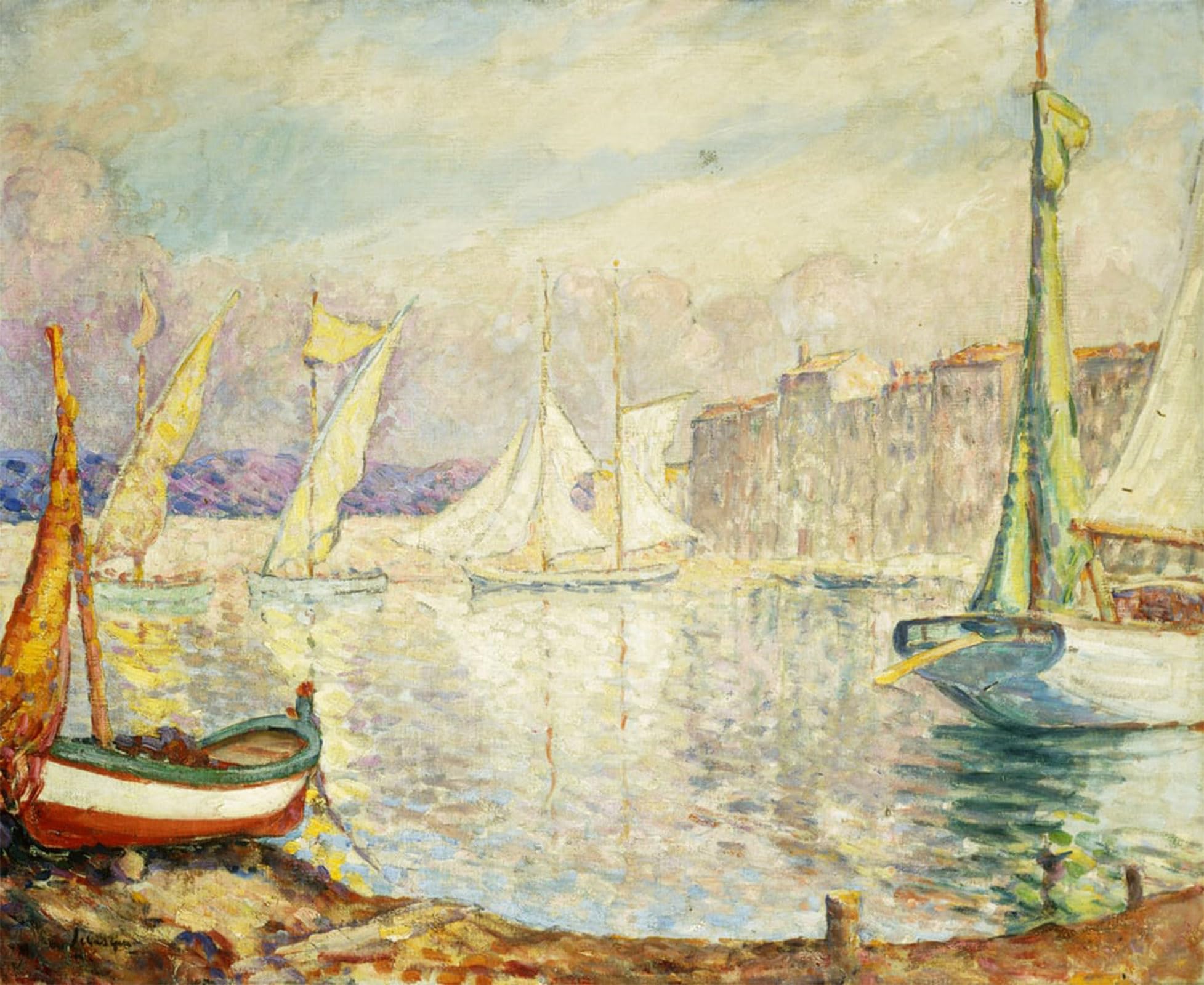 ARTXLXXBN Famous Painting Canvas Artwork Graffiti Print the Port of Saint Tropez by Henri Lebasque Portrait Canvas Image for Home Decor 60x90cm