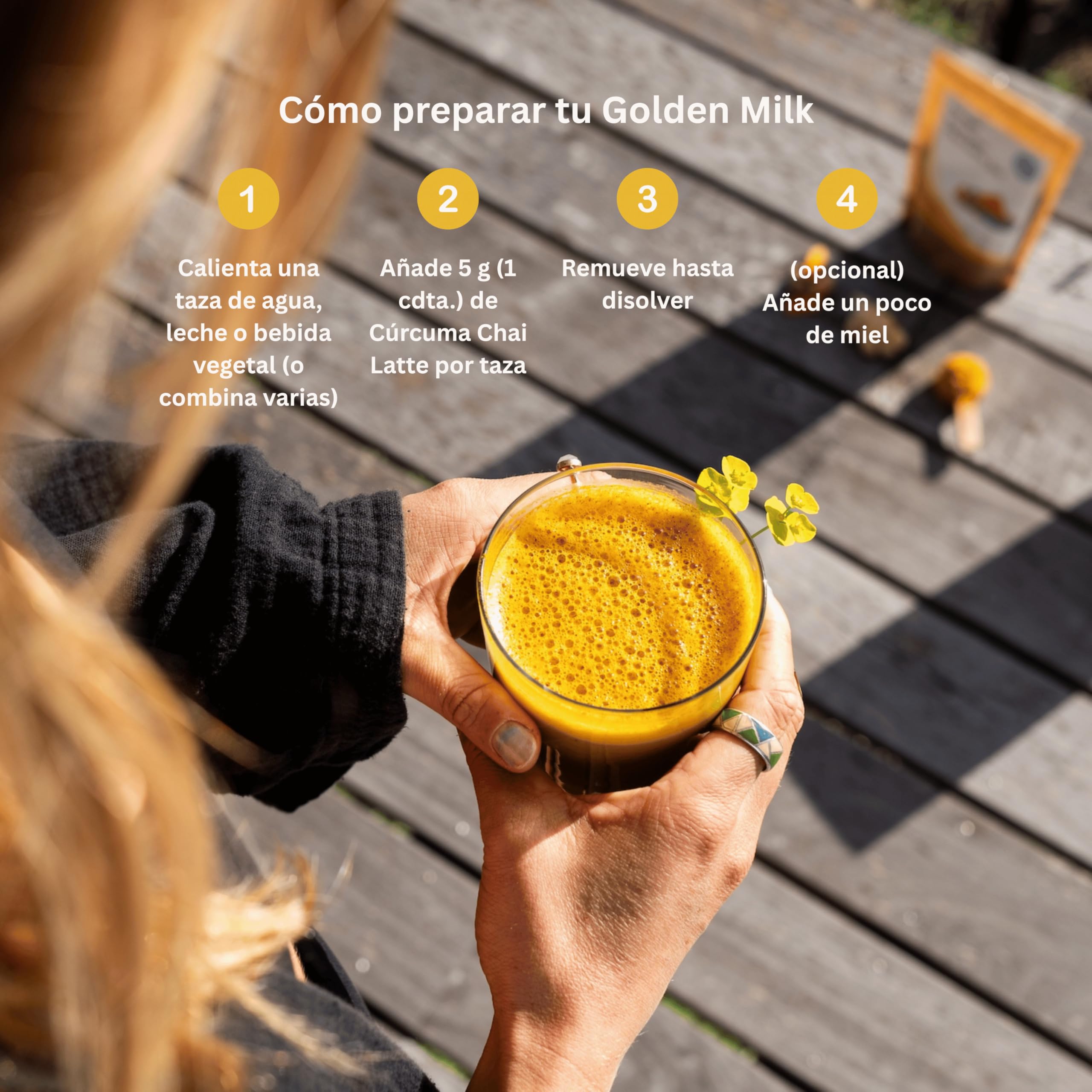 Fitago Curcuma Latte Ecológico 300g Golden Milk BIO Polvo Natural sin Aditivos Cúrcuma Jengibre Pimienta Negra Leche Coco