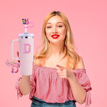 Pink Stanley Cup 9PCS Cup Accessories Set Compatible with 30oz & 40oz Cups,Includes Straw Cover,Boot,Spill-Proof Stopper,2PCS Handle Charm & Stickers(Pink D)