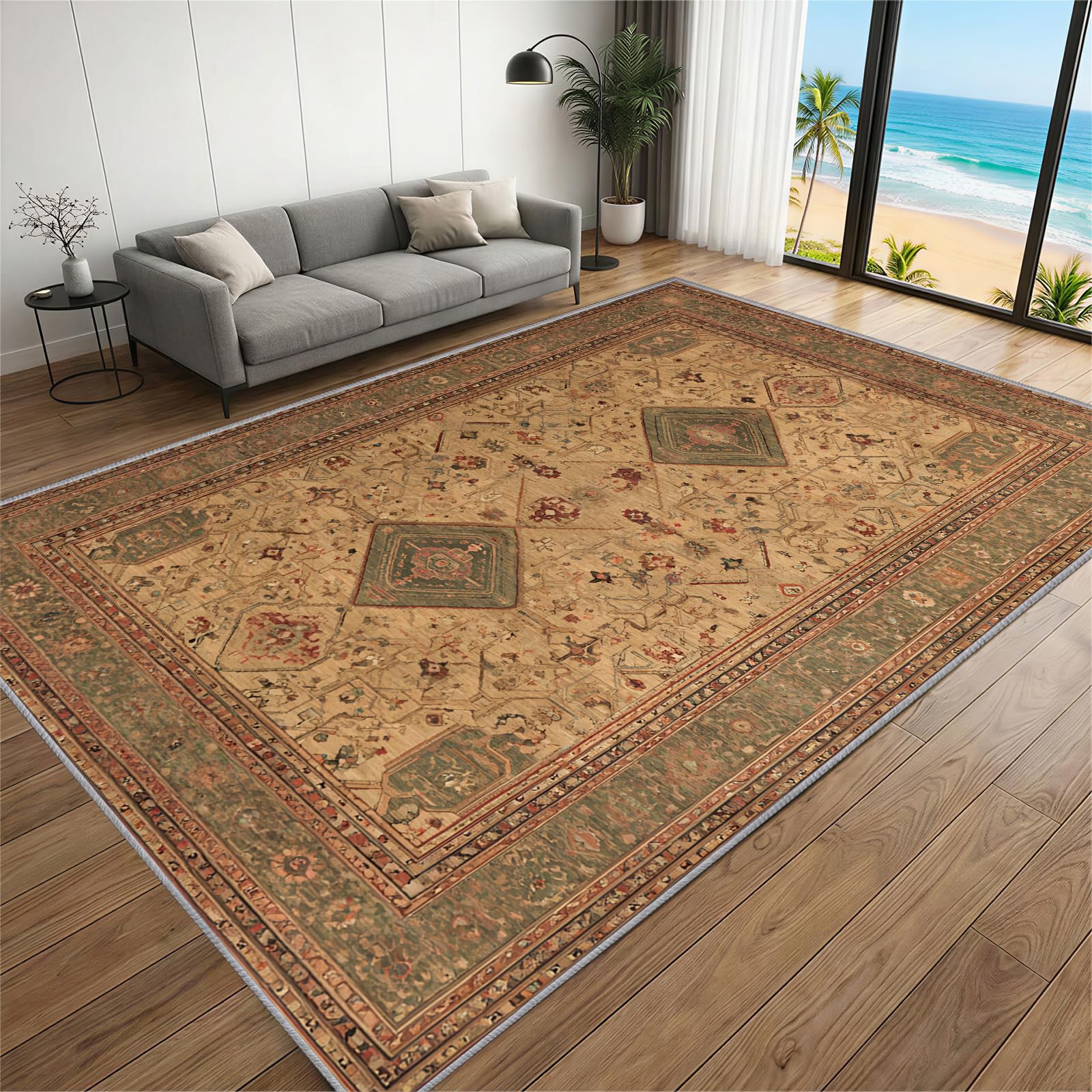 BEQUTIY Western Tribal Carpet 60 x 90 cm, Traditional Native American Area Rugs, Boho Soft Short Pile Brown Machine Washable Non Slip Rug, Kitchen Bedroom Living Room