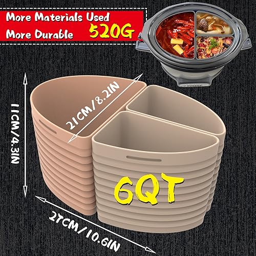 Miniatura 4 de Forro divisor de olla de cocción lenta para olla de cocción lenta de 6 cuartos de galón, reutilizable de silicona, para olla de 6 cuartos de galón,
