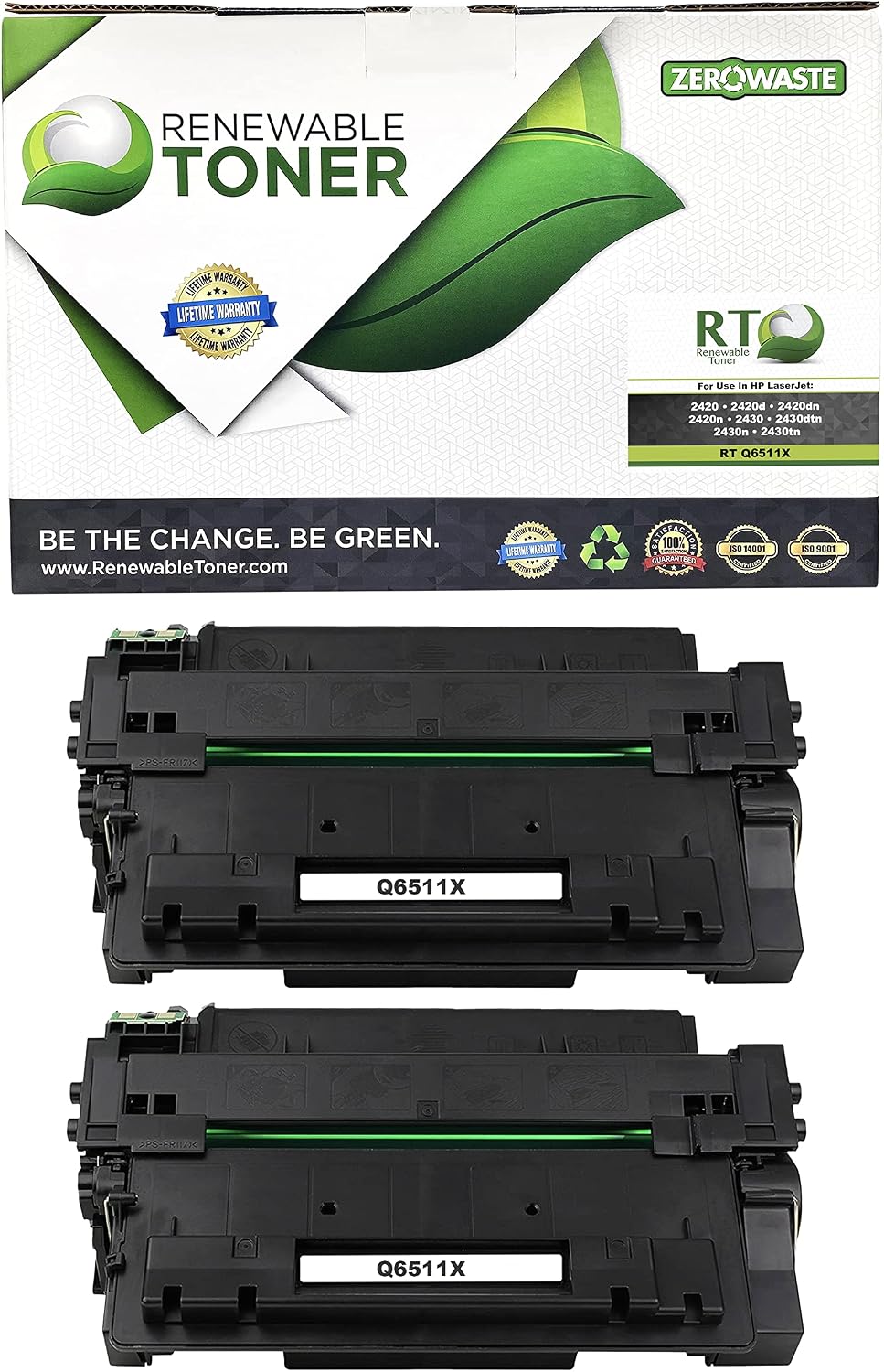50% оƒƒ Dіѕсоunt Renewable Toner Compatible Toner Cartridge Replacement for HP Q6511X 11X Laser Printers 2420 2420d 2420dn 2420n 2430 2430dtn 2430n 2430tn (Pack of 2)