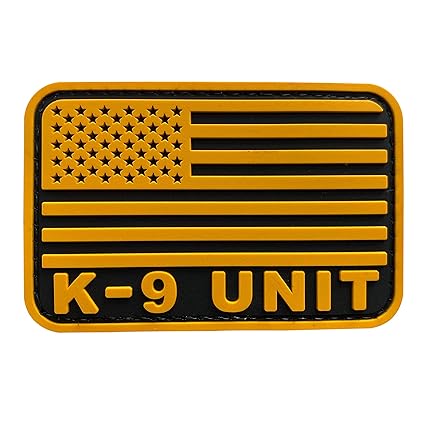 uuKen Gold Yellow K9 Unit Flag Patch 2x3 inch Service Dog Working Dog PVC US American Flag Patch for Tactical Hat Cap Vest Bags Jackets (Yellow, S3