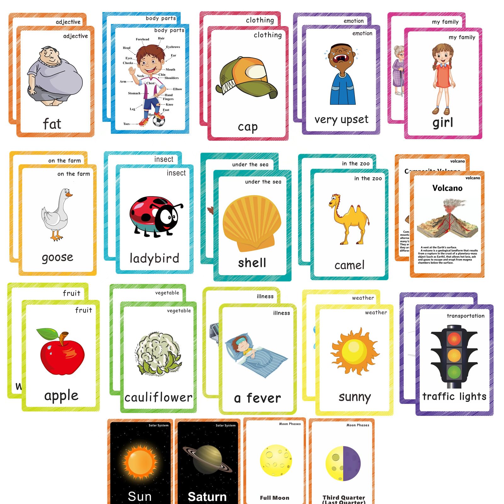 Learning Flashcards Set for Toddlers, 401 Cards, Reading and Spelling Cards for children, ESL Teaching, Montessori Tool, Teacher Supplies