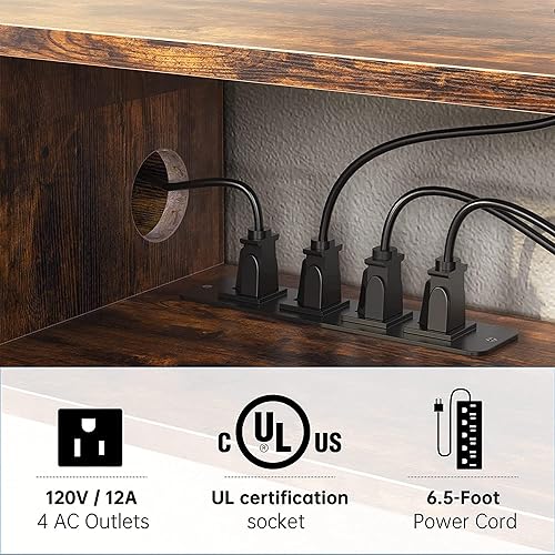 Miniatura 18 de FABATO Soporte de TV flotante de 71 pulgadas con toma de corriente, consola multimedia montado en la pared, estante debajo del televisor para caja