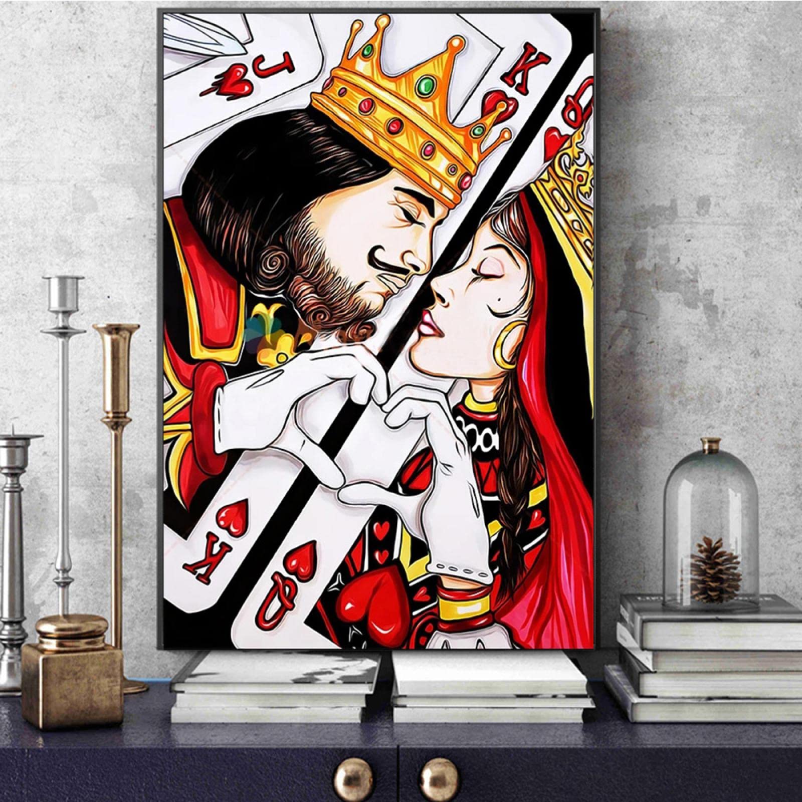 Amazon.co.jp: キングとクイーンのトランプアートポスターキャンバス